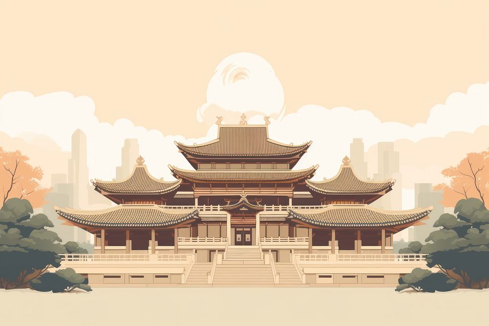 Buddhist temple architecture building pagoda. AI generated Image by rawpixel.