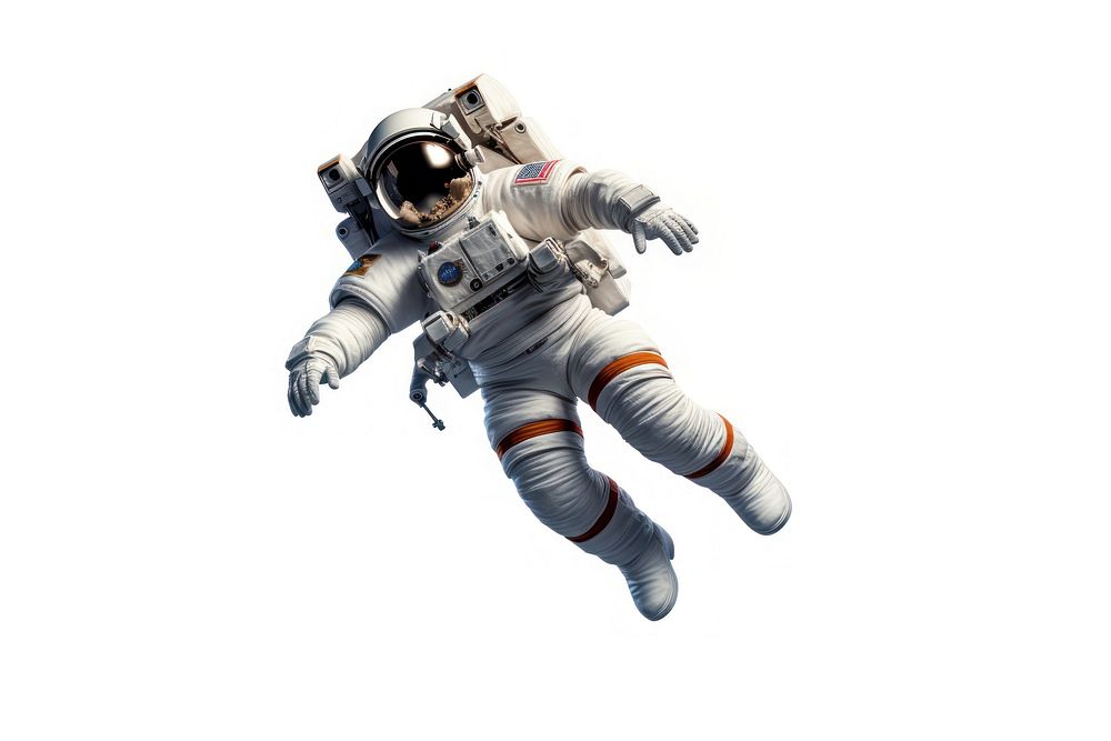 Astronaut space white background parachuting. AI generated Image by rawpixel.