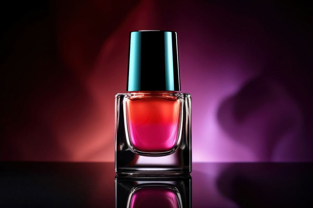 Nail polish bottle cosmetics perfume table. AI generated Image by rawpixel.