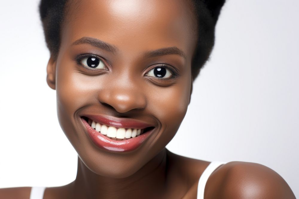 African american female model portrait smile skin. AI generated Image by rawpixel.