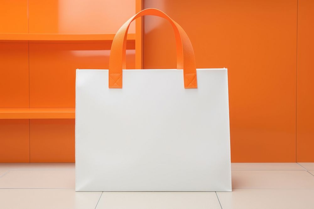 Orange shopping bag handbag white accessories. 