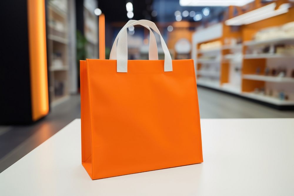 Orange shopping bag handbag consumerism accessories. 