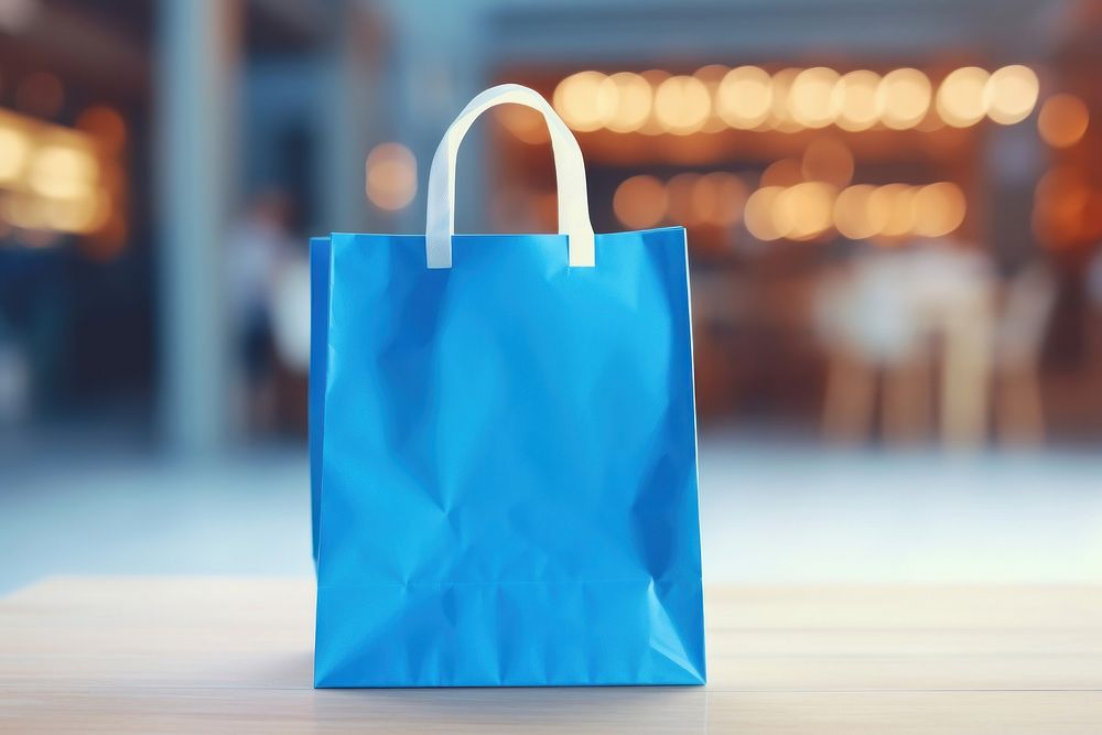 Blue shopping bag handbag illuminated consumerism. 