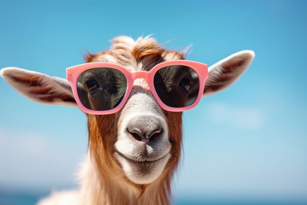 Goat wearing summer sunglasses livestock mammal animal. AI generated Image by rawpixel.