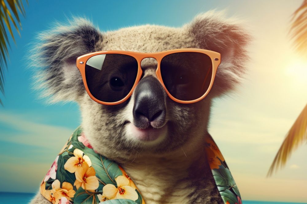 Cute koala sunglasses mammal summer. 