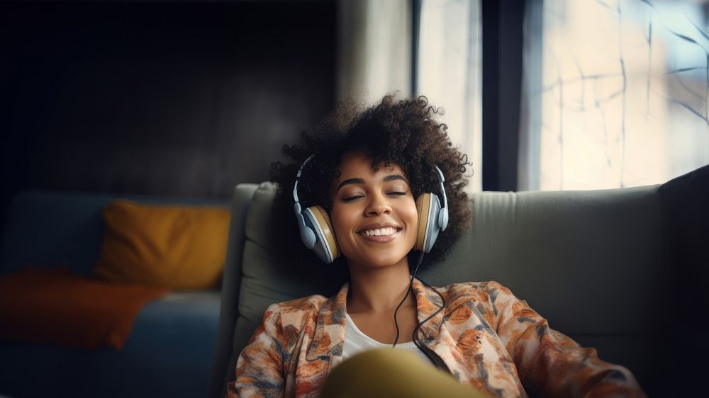 Headphones smile electronics technology. AI generated Image by rawpixel.