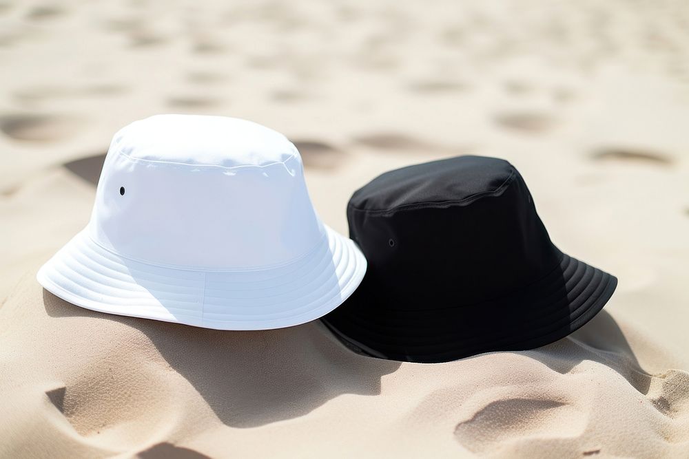 Bucket hats black sand beachwear. AI generated Image by rawpixel.