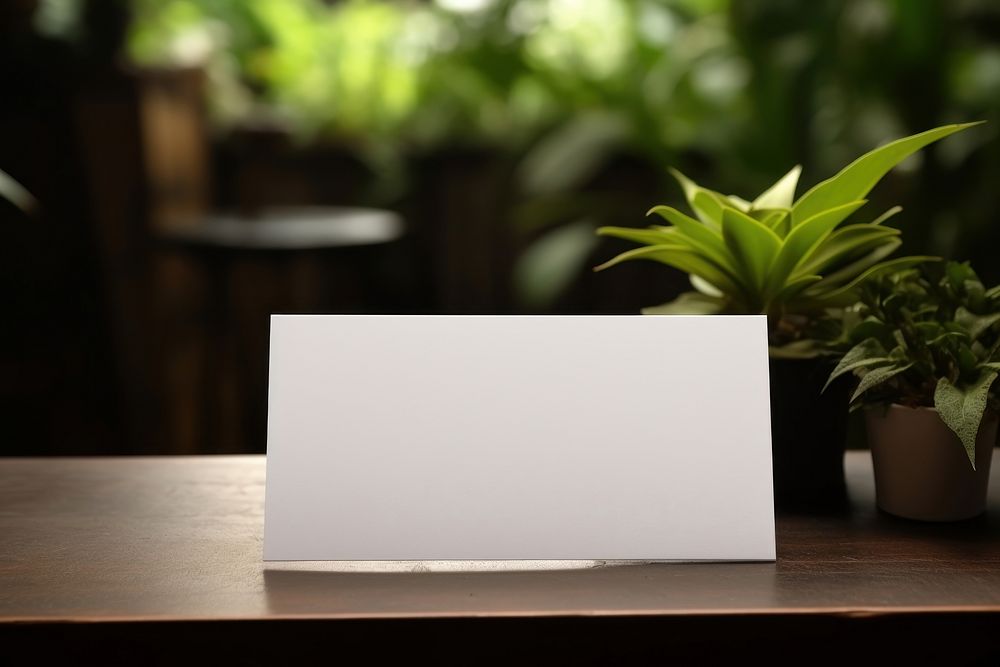 Name card table plant publication. AI generated Image by rawpixel.