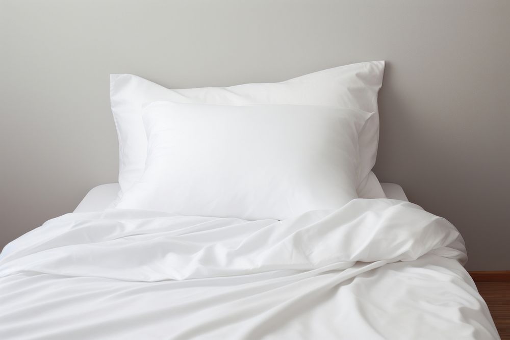 Bed sheet pillow bed furniture. AI generated Image by rawpixel.