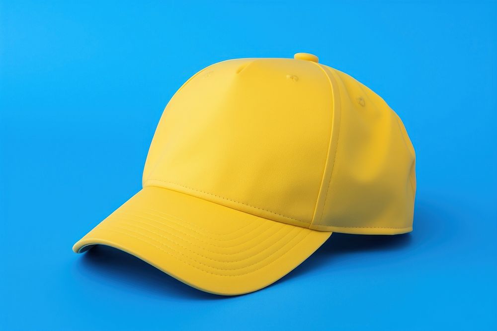 Blue cap yellow blue yellow background. AI generated Image by rawpixel.
