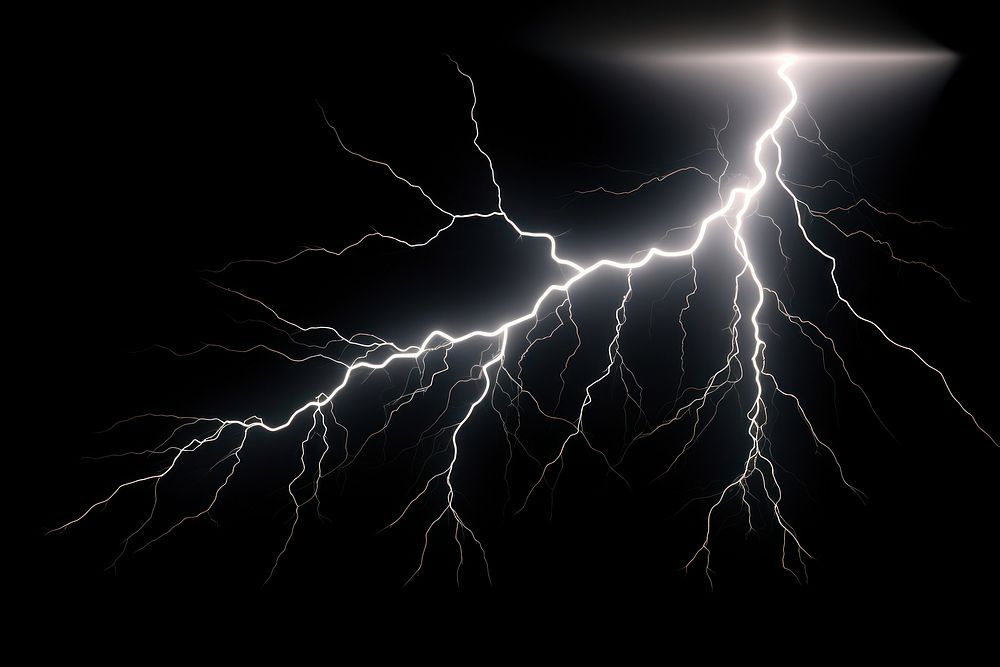 Electric Thunder thunderstorm lightning black background. AI generated Image by rawpixel.