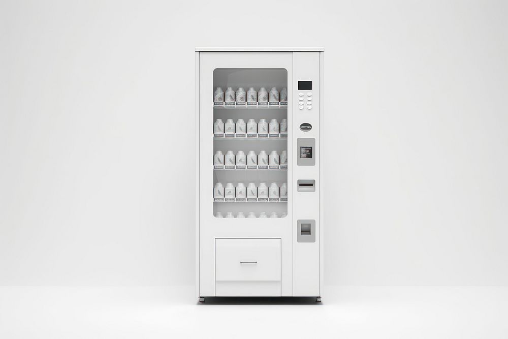 All white vending machine refrigerator technology appliance. AI generated Image by rawpixel.