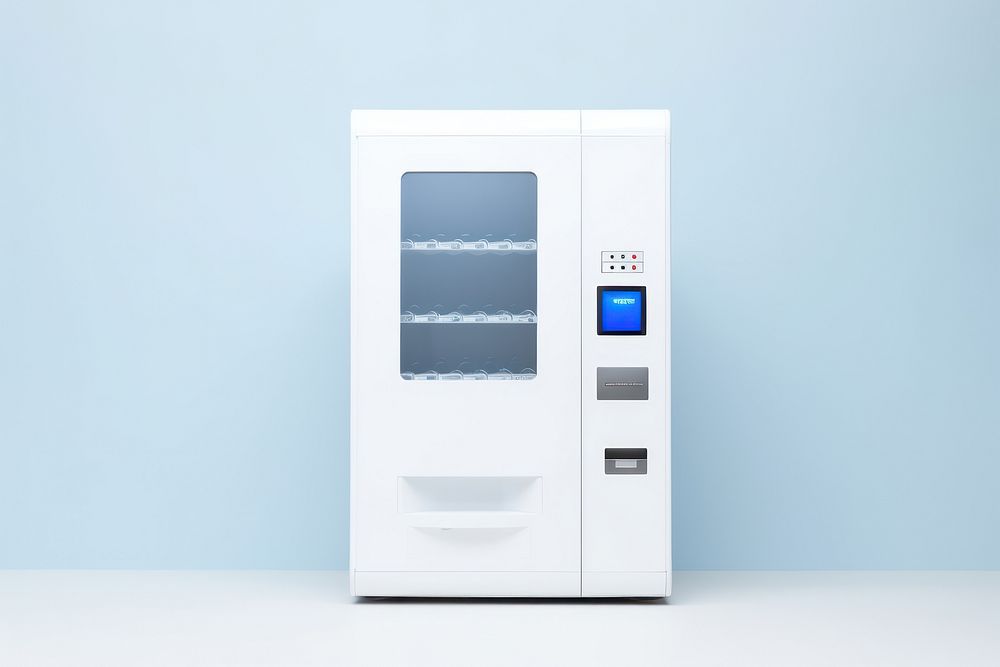 All white vending machine refrigerator electronics technology. 