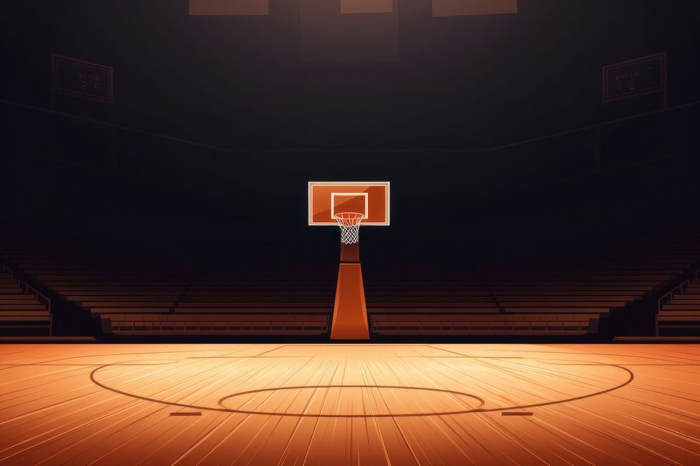 Basketball arena basketball sports illuminated. AI generated Image by rawpixel.