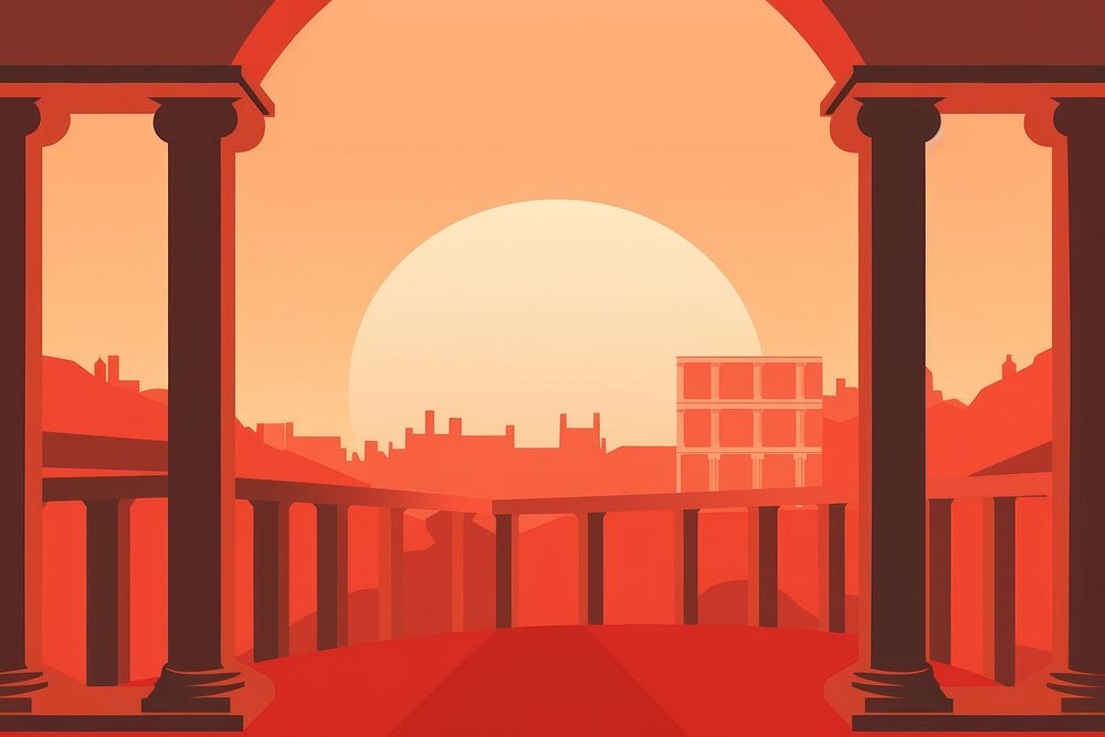 Roman architecture outdoors sky silhouette. AI generated Image by rawpixel.