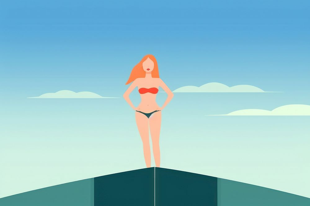Super skinny woman outdoors swimwear adult. 