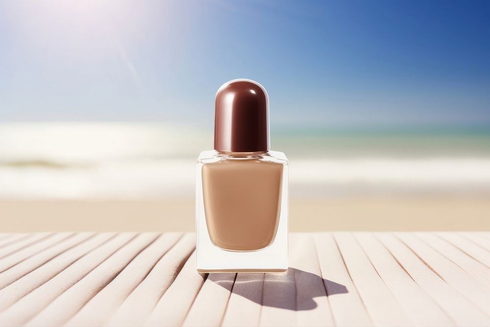 Nail polish bottle cosmetics beach sunny. AI generated Image by rawpixel.