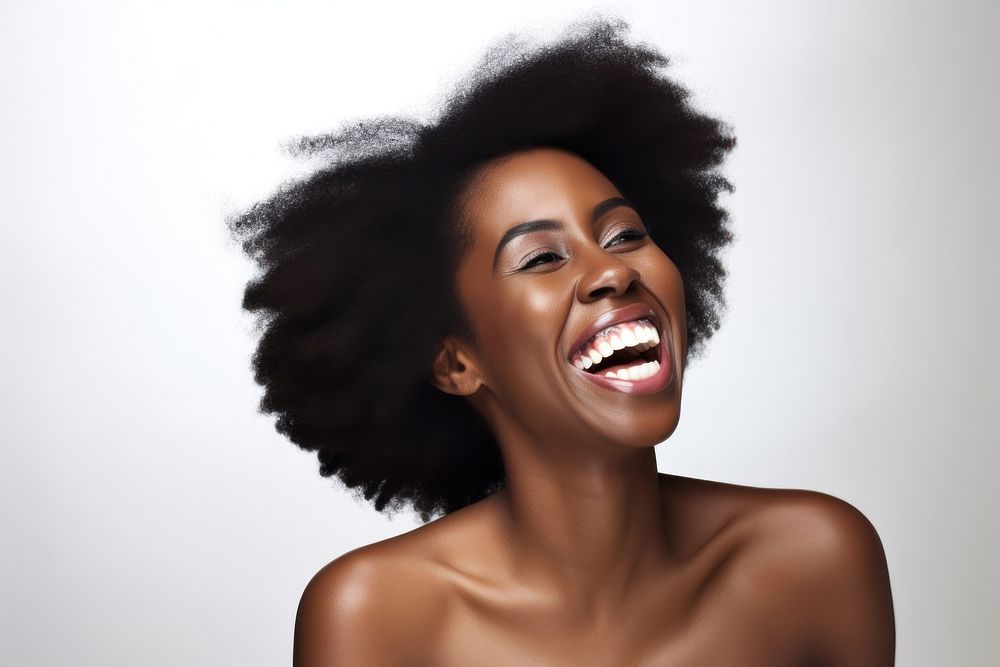African American female laughing portrait adult. AI generated Image by rawpixel.