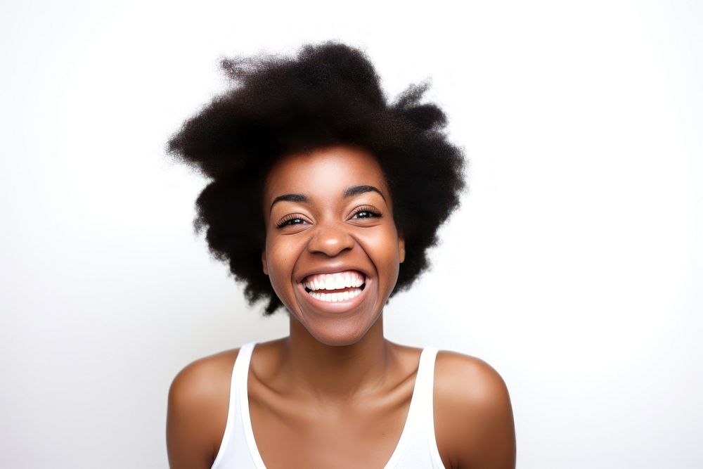 African American portrait laughing person. AI generated Image by rawpixel.