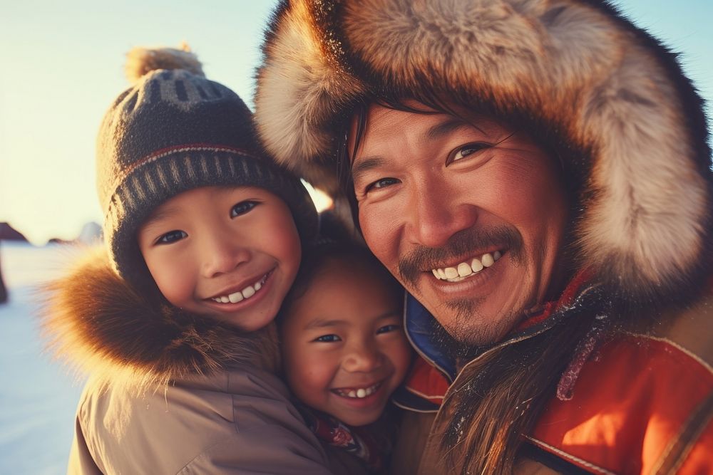 Inuit portrait laughing family. AI generated Image by rawpixel.