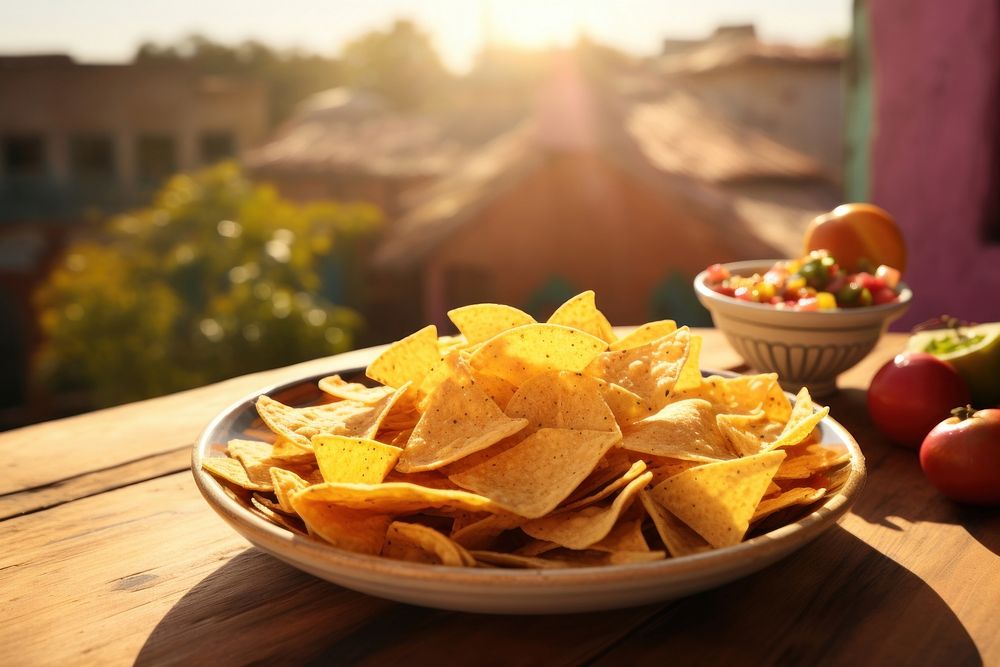 Outdoors snack table food. 