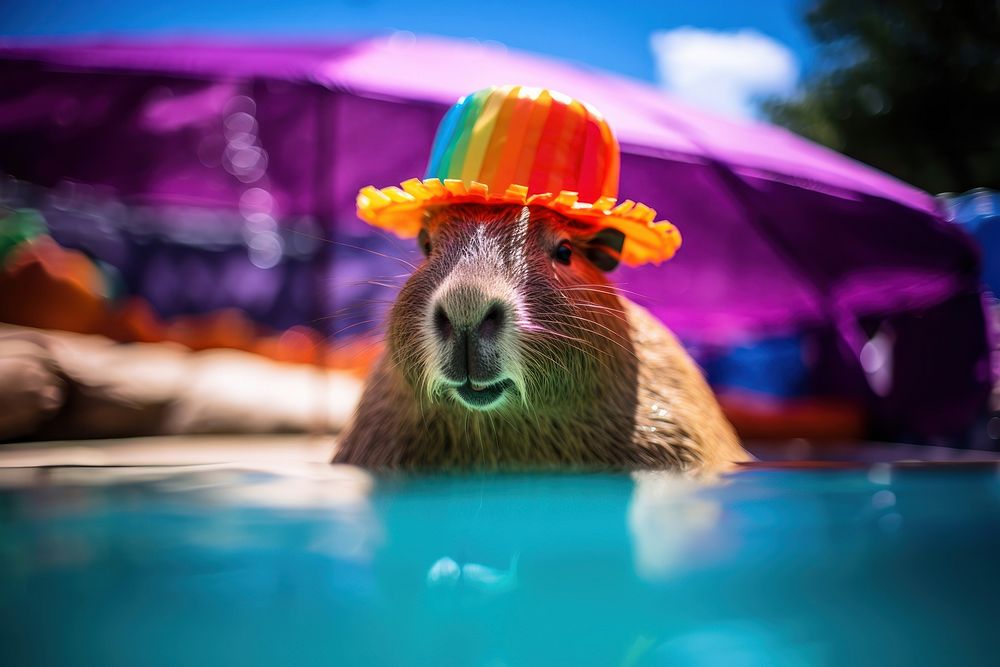 Capybara wildlife mammal animal. AI generated Image by rawpixel.