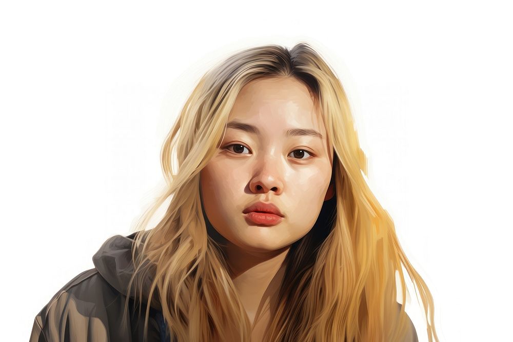 Chubby asian blond woman portrait adult photo. AI generated Image by rawpixel.