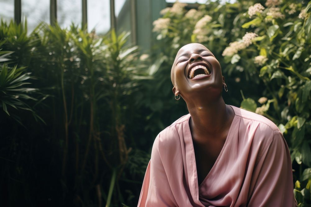 Black woman laughing adult relaxation happiness. AI generated Image by rawpixel.