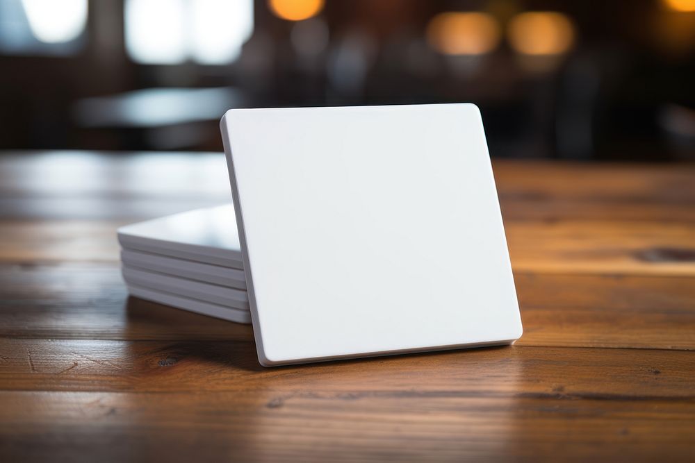 Blank Coasters wood table publication. AI generated Image by rawpixel.
