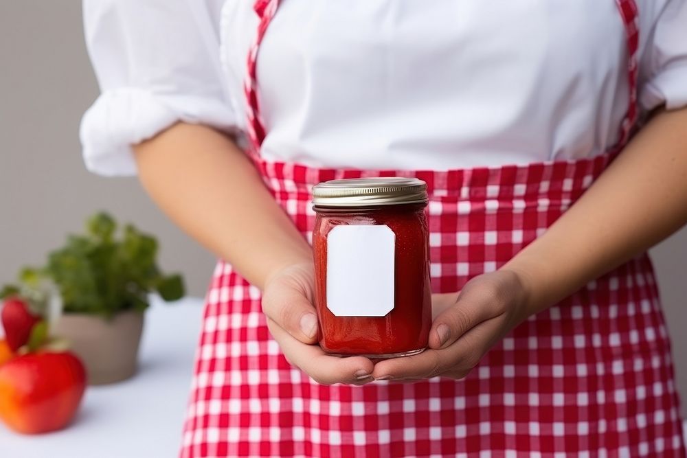 Strawberry jam ketchup holding food. AI generated Image by rawpixel.