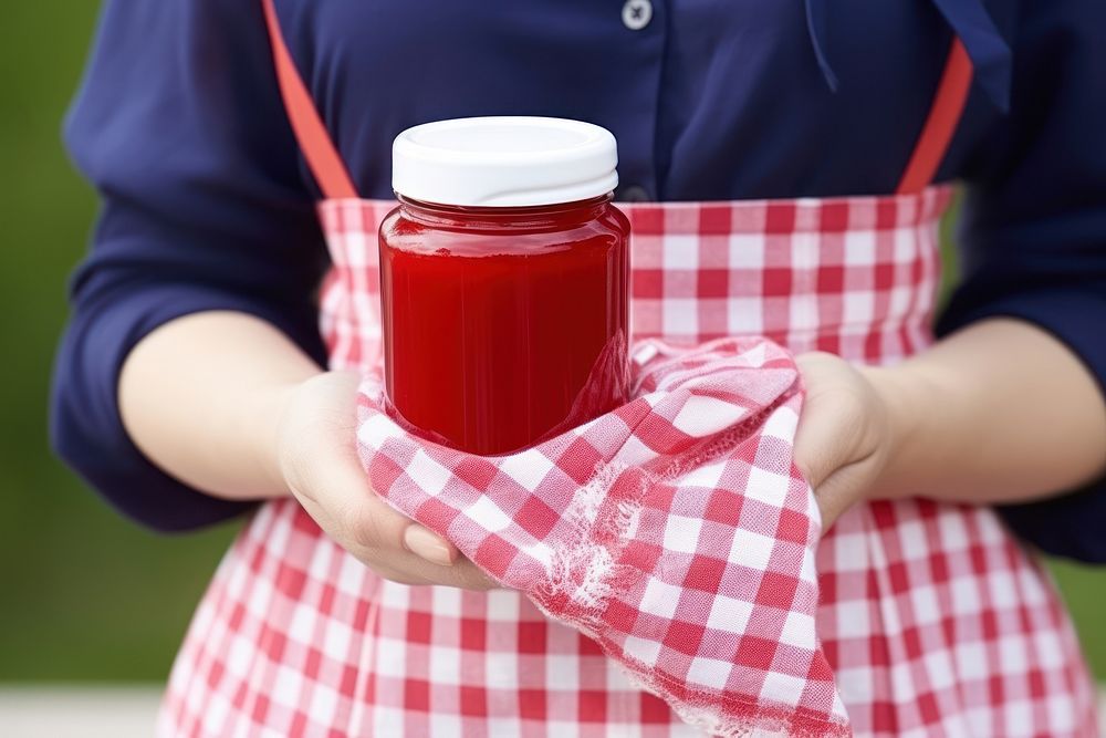 Strawberry jam ketchup holding food. AI generated Image by rawpixel.
