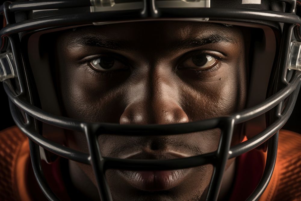 African American football portrait serious. AI generated Image by rawpixel.