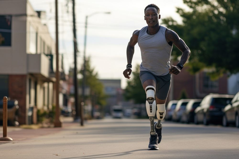 African American running adult determination. 