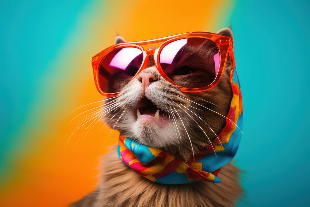 Cool cat sunglasses portrait mammal. AI generated Image by rawpixel.