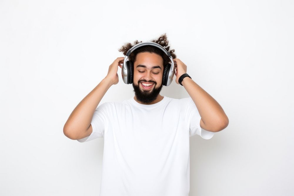 Enjoying music headphones portrait headset. AI generated Image by rawpixel.