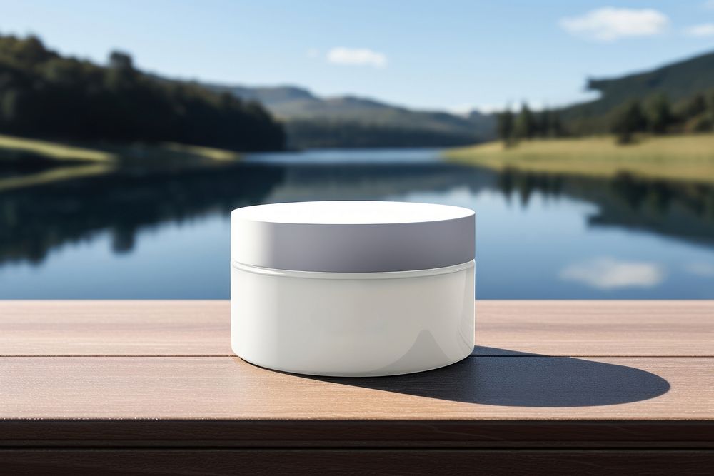 Cream container outdoors water person. AI generated Image by rawpixel.