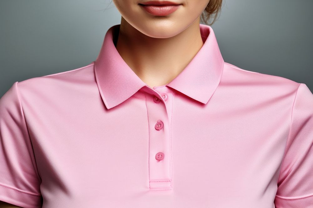 Pink polo shirt accessories outerwear happiness. 