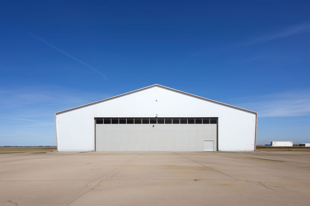 Hangar architecture building blue. 