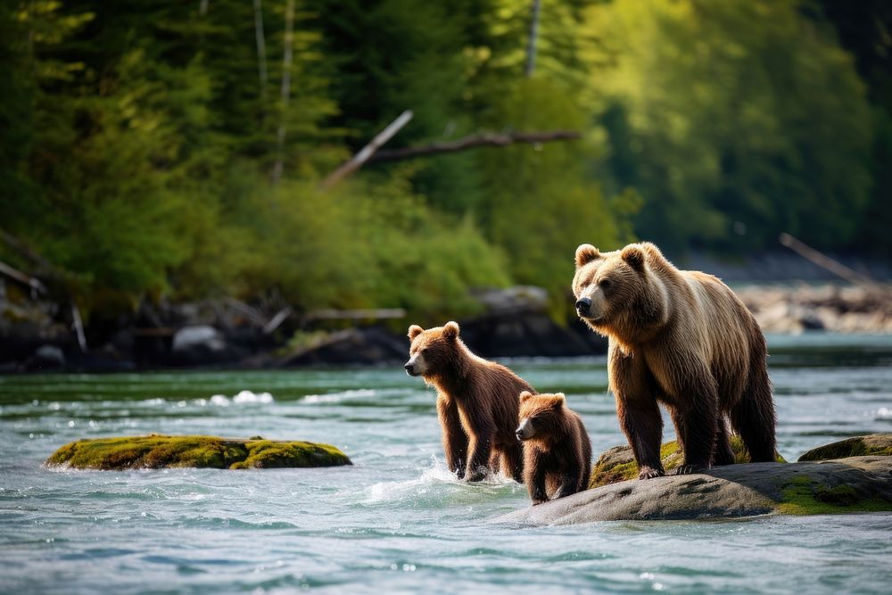 Grizzly bear wildlife outdoors mammal. AI generated Image by rawpixel.