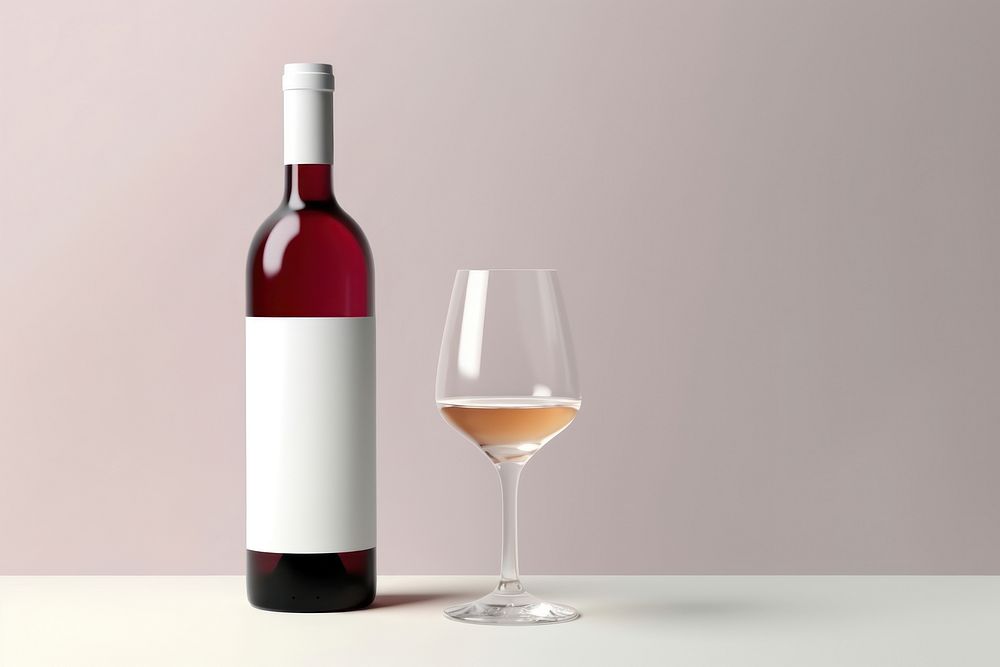 Wine bottle glass drink refreshment. AI generated Image by rawpixel.
