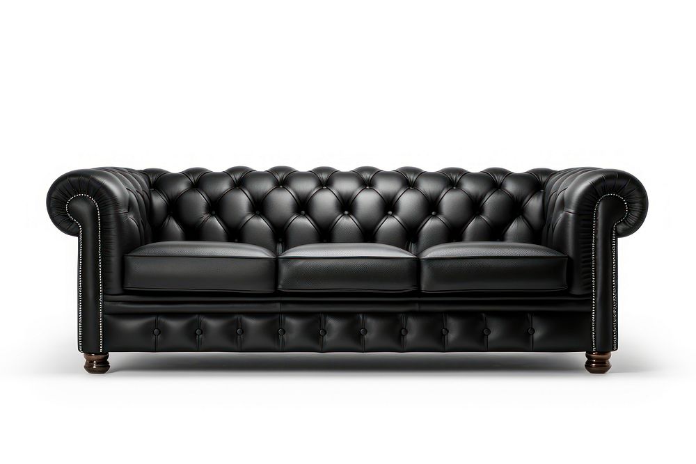 Furniture black sofa white background. AI generated Image by rawpixel.