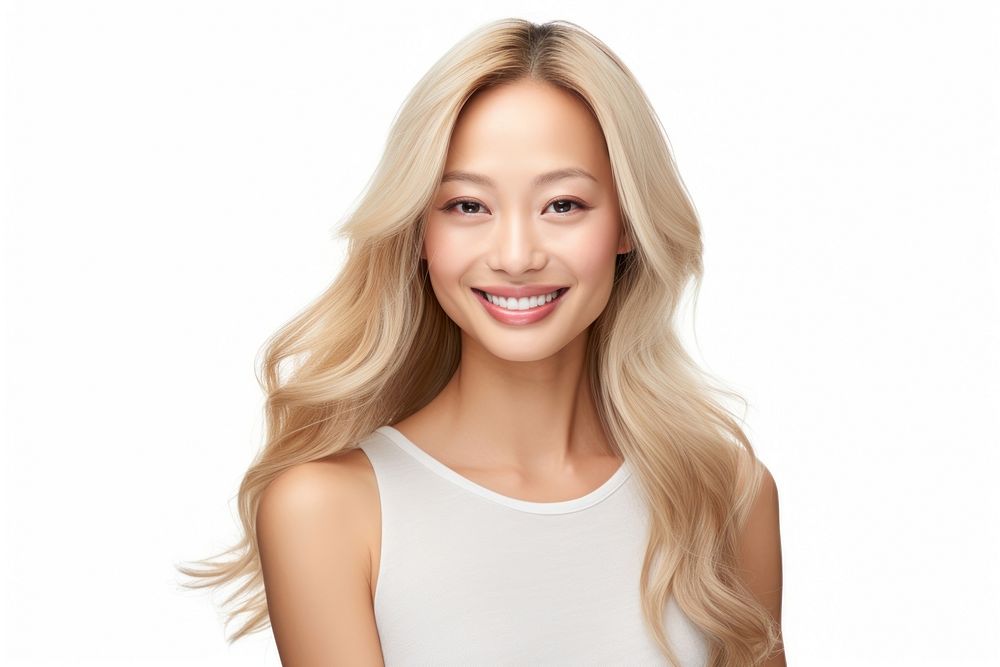 Happy asian blond woman portrait adult smile. AI generated Image by rawpixel.