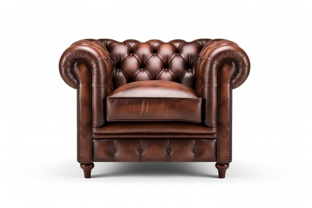 Armchair furniture leather white background. AI generated Image by rawpixel.