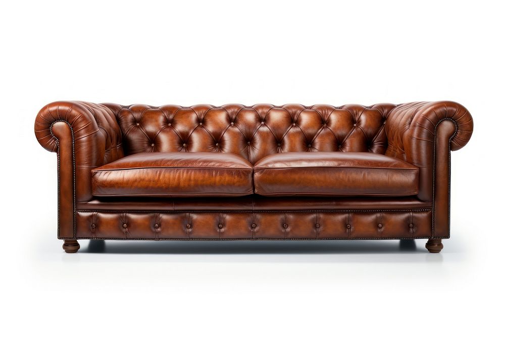 Furniture leather sofa white background. AI generated Image by rawpixel.