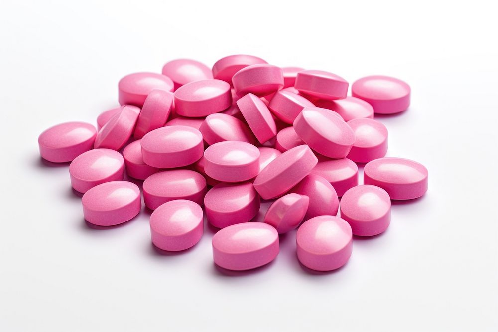 Pill pink white background antioxidant. AI generated Image by rawpixel.