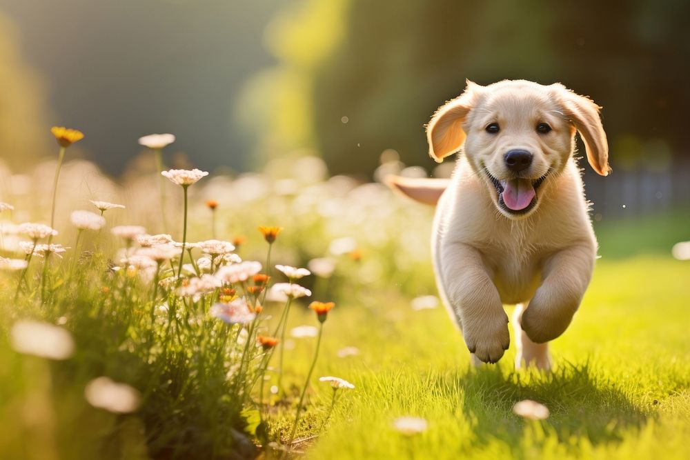 Puppy playing outdoors animal mammal. 