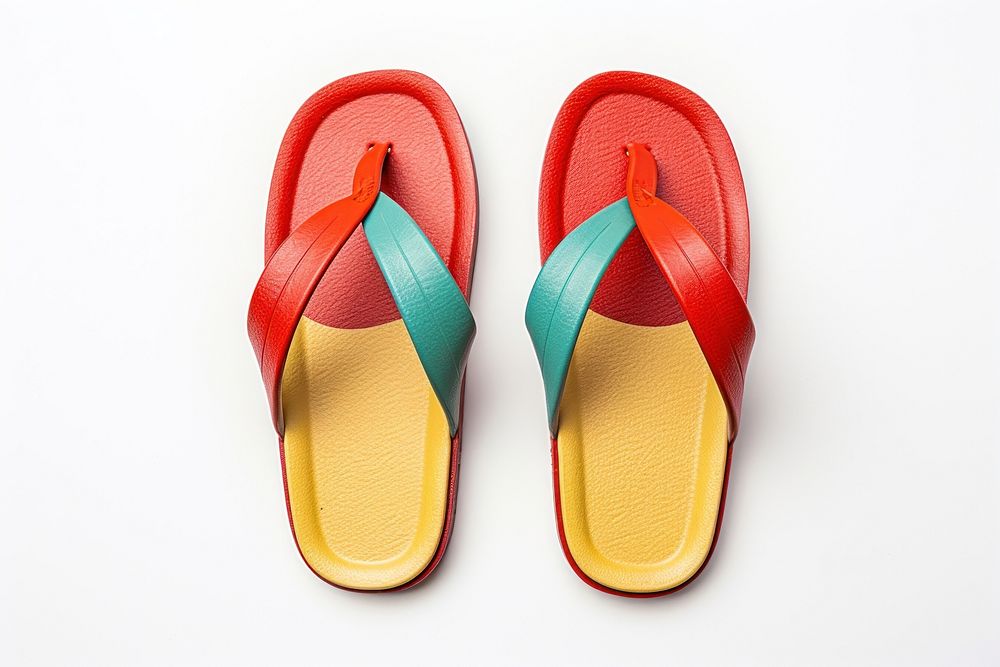 Minimal colorful sandals flip-flops footwear clothing. 