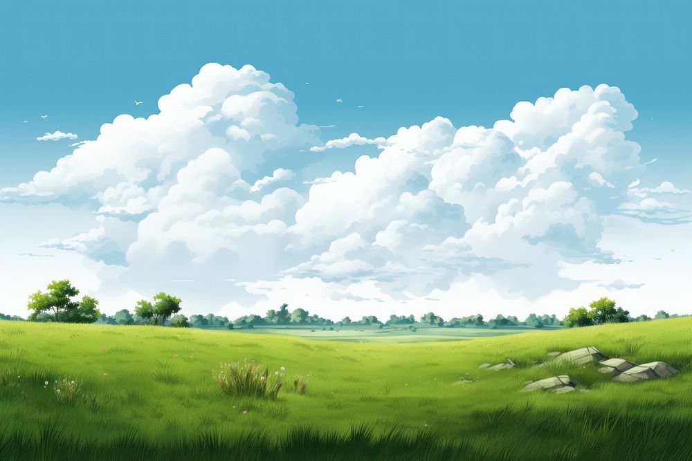 Grassland landscape outdoors pasture. AI generated Image by rawpixel.