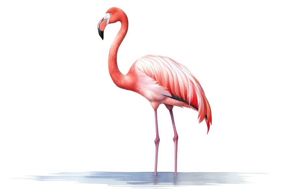 Flamingo animal bird white background. AI generated Image by rawpixel.