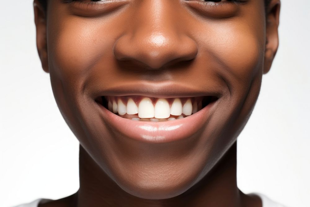 African American model portrait teeth smile. AI generated Image by rawpixel.